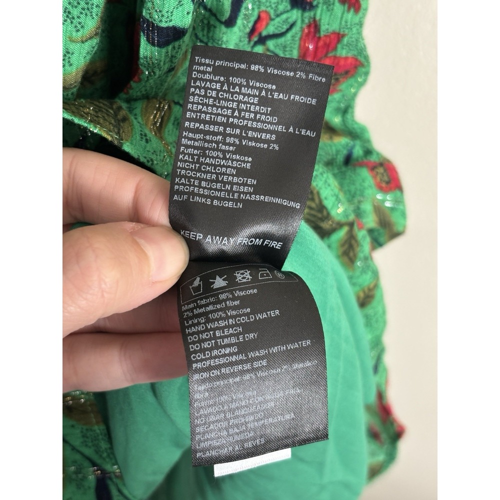 ba&sh Eve Dress Womens Size US 4 Small Floral Metallic Green Metallic Feminine - Picture 4 of 8